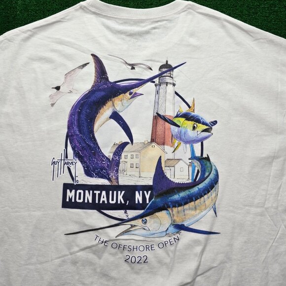 Guy Harvey Tshirt Mens‎ XL White Fishing Casual The Offshore Open 2022 New York - Picture 8 of 8